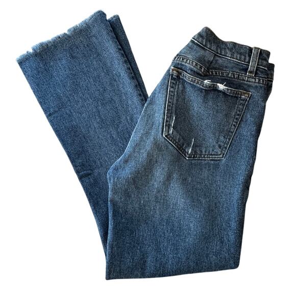 REFORMATION Women's Blue Cropped Flood Kasai High Waist Raw Hem Jeans Size 27 - Picture 5 of 11